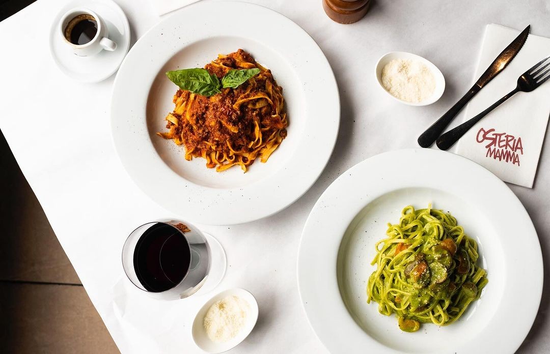Pasta dishes served at Osteria Mamma near Larchmont Village