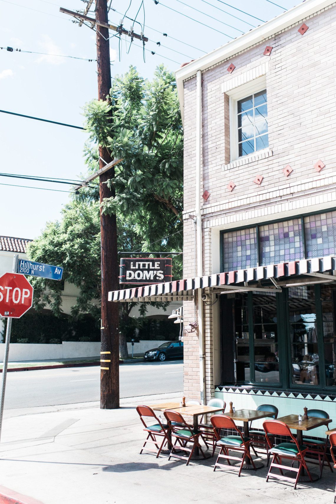 Little Dom’s and the Hillhurst Avenue street sign in Los Feliz