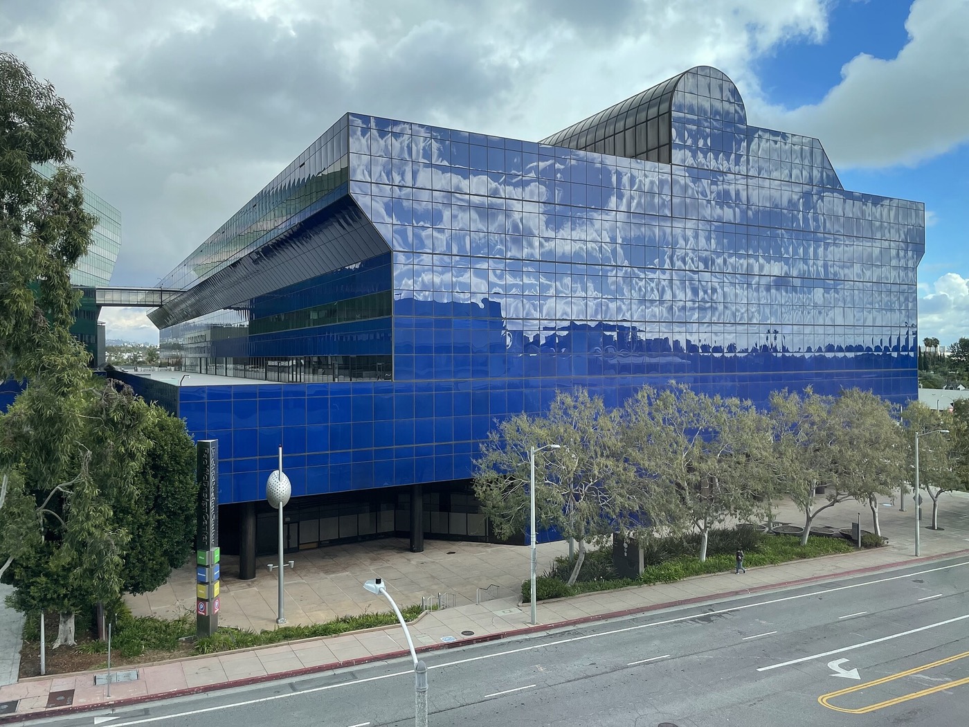 Pacific Design Center seen across West Hollywood Park from the West Hollywood Library