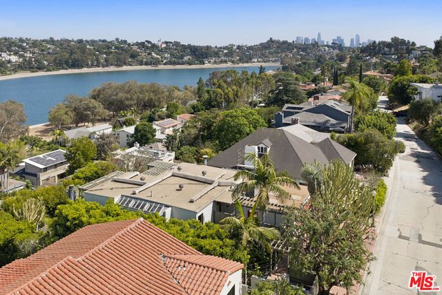 View from 2276 Moreno Drive across the Silver Lake Reservoir toward downtown Los Angeles
