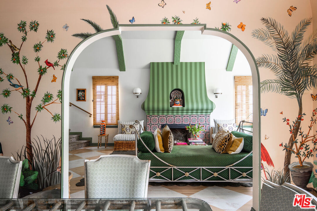 Colorful arched living room at 2351 Canyon Drive in The Oaks