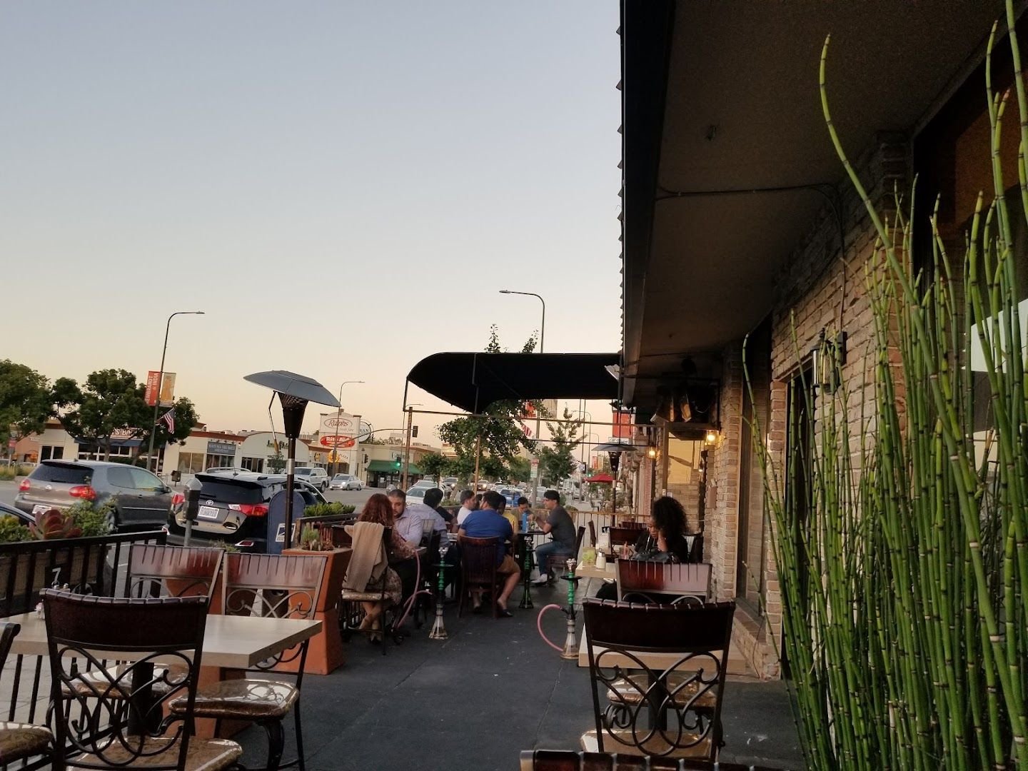 Covered patio at Mazar Mediterranean Restaurant and Lounge in Woodland Hills
